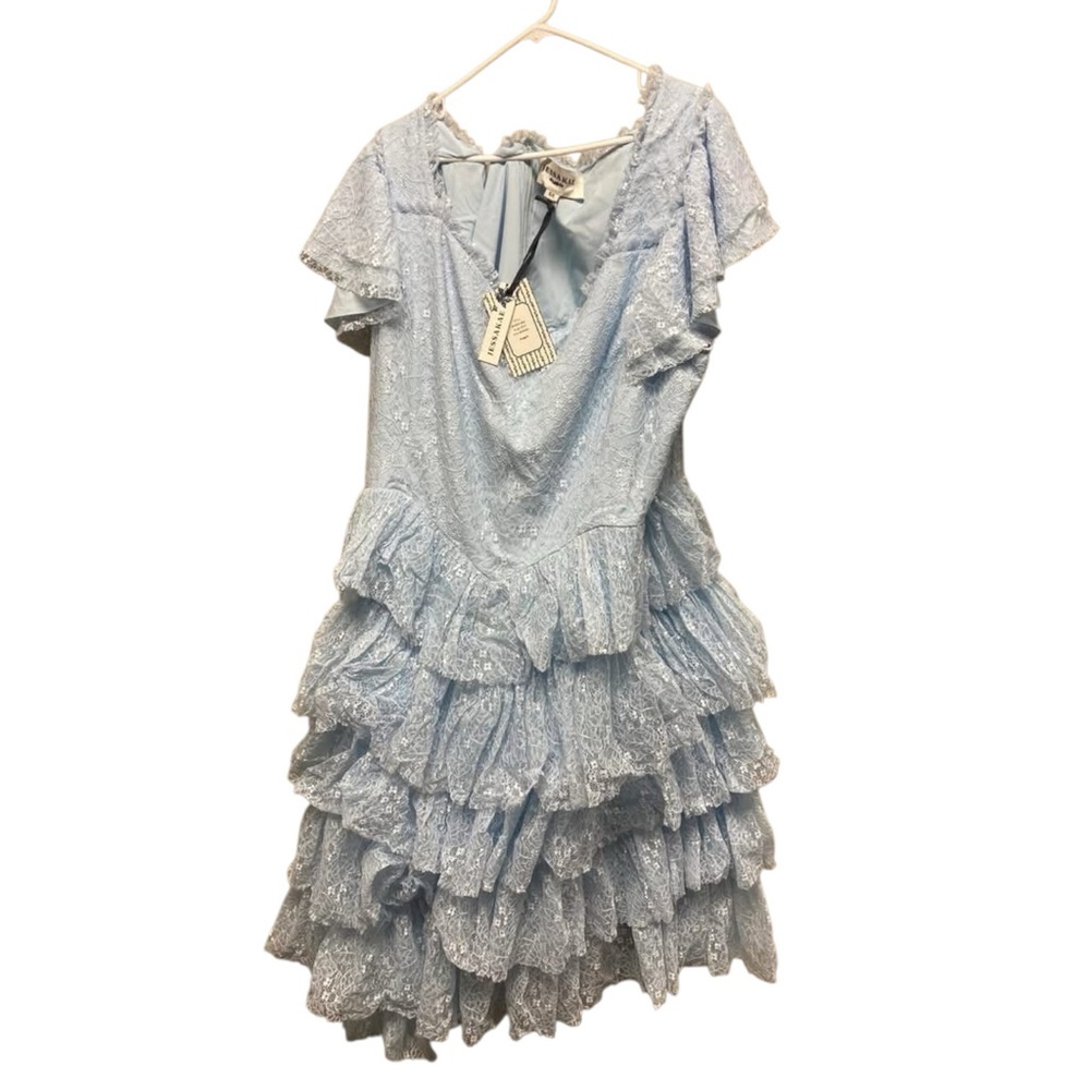 JessaKae Blue Ruffle Tiered Lace Midi Dress Size 5X Mia Disney Bound Tea NWT - Picture 5 of 6